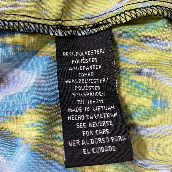 Ronni Nicole Blue/Green/Yellow Geometric Print Cap Sleeve Sheath Dress Size 6 - Picture 10 of 12